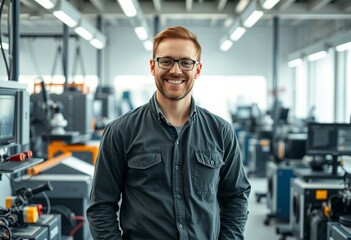 Fototapeta premium Engineer in modern office setting