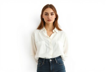 Obraz premium Serene half-length portrait of a young woman