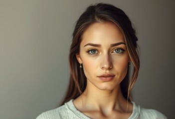 Fototapeta premium Half-length portrait of a young woman with a calm expression