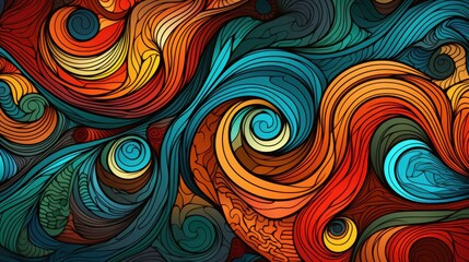 Fototapeta premium Abstract Swirling Waves Colorful Pattern Design