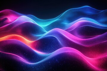 Fototapeta premium Abstract vibrant waves of light and color, glowing with iridescent sparkle.