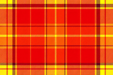 Seamless plaid pattern in vibrant autumn colors of red, orange, and yellow, ideal for seasonal designs and cozy textiles