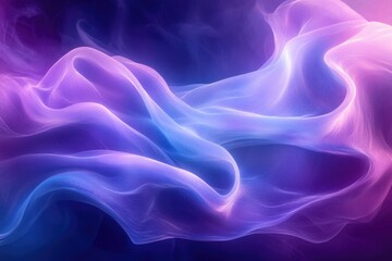 Abstract image of flowing, translucent fabric in vibrant purple and blue hues.
