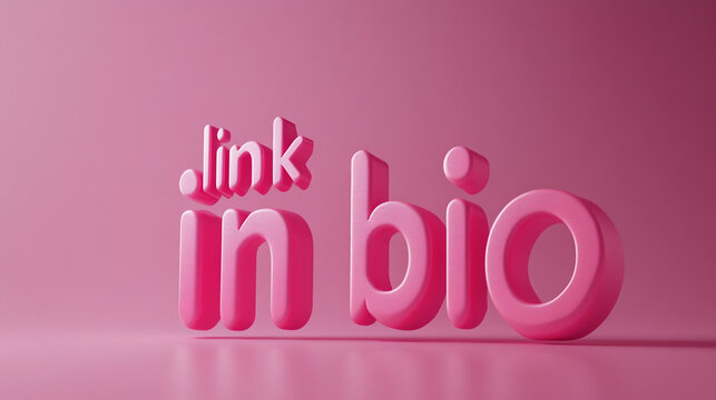 Pink 3D Link in Bio Text  Social Media  Website  Online  Internet  Marketing  Influencer