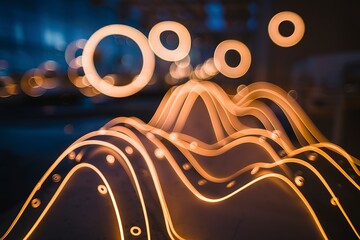 A photo of abstract orange glowing lines with a bokeh effect