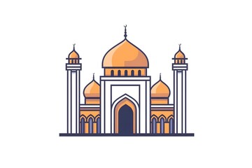 Obraz premium mosque, illustration, architecture, religion, design, minaret, landmark, building, travel, heritage, india, spirituality, dome, sky, vector, asia, culture, historical building, crescent moon, artwork,