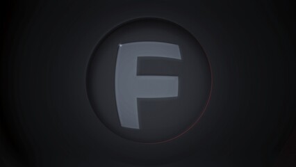 F. Letter f of the alphabet being dynamically revealed in circular transitions with zoom in the middle. Loop 4k.