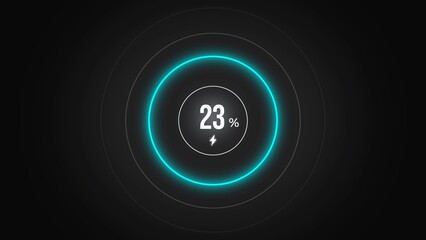 Loading screen at 23%, screen cell phone display while charging battery 23%.