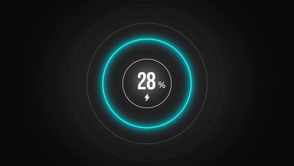 Loading screen at 28%, screen cell phone display while charging battery 28%.