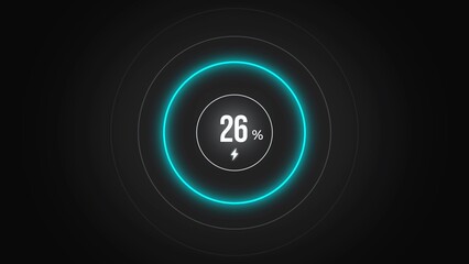 Loading screen at 26%, screen cell phone display while charging battery 26%.