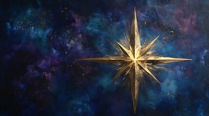 Golden Starburst Against a Dark Blue Night Sky