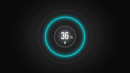 Loading screen at 36%, screen cell phone display while charging battery 36%.