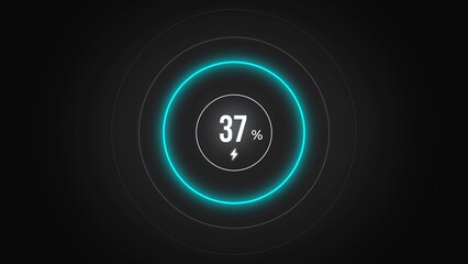 Loading screen at 37%, screen cell phone display while charging battery 37%.