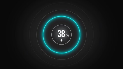 Loading screen at 38%, screen cell phone display while charging battery 38%.