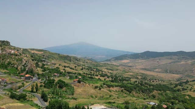 Etna volcano. View from the city of Cesaro. 4k