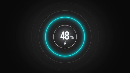 Loading screen at 48%, screen cell phone display while charging battery 48%.