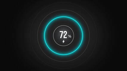 Loading screen at 72%, screen cell phone display while charging battery 72%.