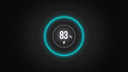 Loading screen at 83%, screen cell phone display while charging battery 83%.