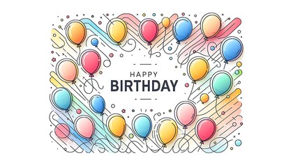 Colorful Balloons Celebrate Happy Birthday Message