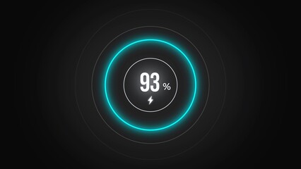 Loading screen at 93%, screen cell phone display while charging battery 93%.