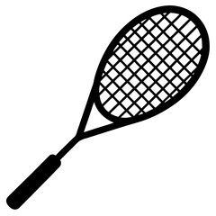 A simple badminton racket icon. Tennis racket art front view. Racket silhouette art illustration