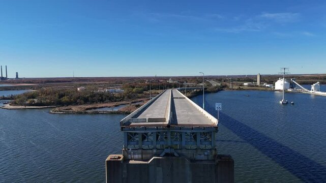Francis Scott Key Bridge Interstate 695 in Baltimore, Maryland, post partial collapse from collision by container ship Dali 4K Aerial Drone Shot