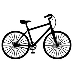 Black bicycle shape icon. A simple bicycle art front view. Bicycle silhouette art & illustration.