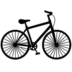 Black bicycle shape icon. A simple bicycle art front view. Bicycle silhouette art & illustration.
