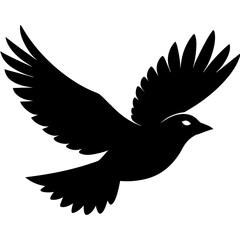Obraz premium Black flying bird shape icon. A simple bird art front view. Bird silhouette art & illustration.