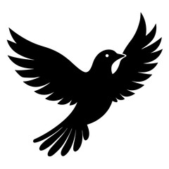 Obraz premium Black flying bird shape icon. A simple bird art front view. Bird silhouette art & illustration.