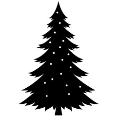 Obraz premium Black Christmas tree shape icons. Holiday tree art front view. Christmas tree silhouette art & illustration.