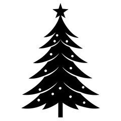 Black Christmas tree shape icons. Holiday tree art front view. Christmas tree silhouette art & illustration.