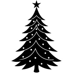 Obraz premium Black Christmas tree shape icons. Holiday tree art front view. Christmas tree silhouette art & illustration.