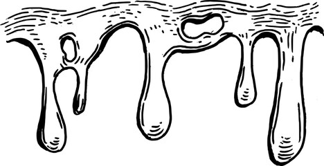 Dripping Honey. Hand drawn vector isolated set. 