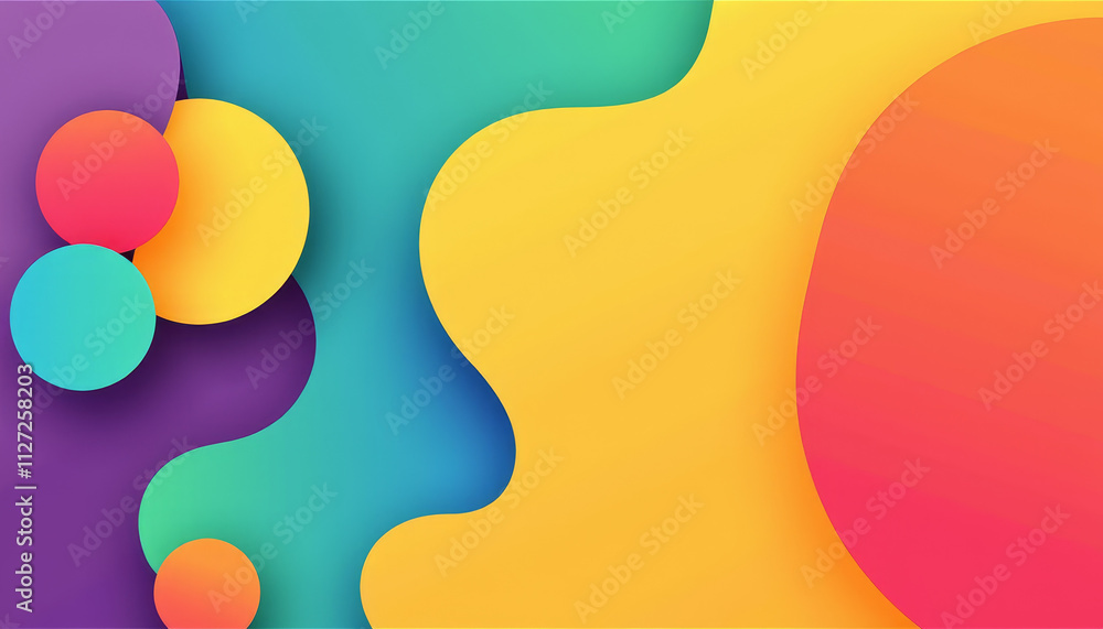Poster Vibrant abstract design with colorful shapes and fluid forms creating a dynamic visual experience