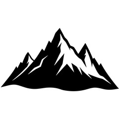 Black mountain shape icons. Mountain shapes art front view. Mountain silhouette art & illustration.