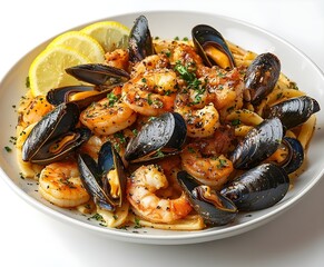 Delicious spaghetti with seafood and tomatoes Italian Seafood Pasta