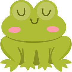 Fototapeta premium Vector cartoon frog. Funny woodland swamp animal. Cute forest illustration for kids isolated on white background. Green sitting toad icon