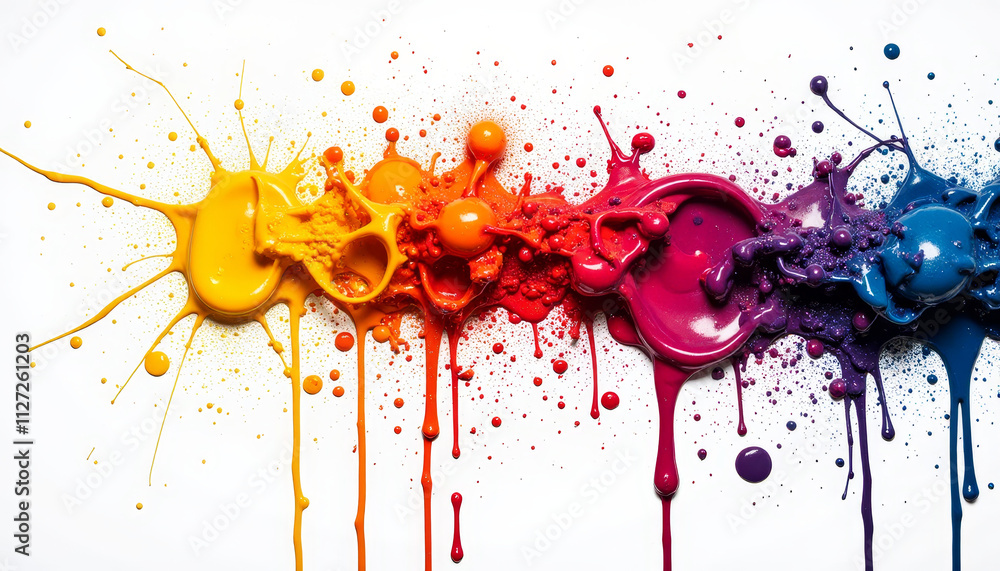 Poster vibrant splashes of paint create a colorful cascade of creativity in an artistic expression