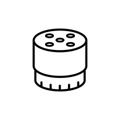 Car oil filter icon. Automobile filter liquid vector. Fuel inlet on one side, outlet on the other. Simple illustration isolated on white background. Auto engine filter outline style designed for and a