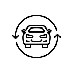 Obraz premium Car front simple line icon. Automobile and car dealer symbol. Auto, view, sport, race, transport, transportation outline sign. Vector illustration isolated on white background