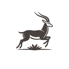 Springbok antelope . Monochrome black and white emblem, logo, icon. isolated vector illustration