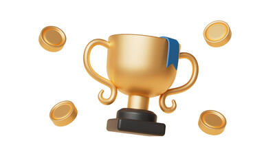 황금 트로피와 동전 Gold Trophy Cup and Coins
