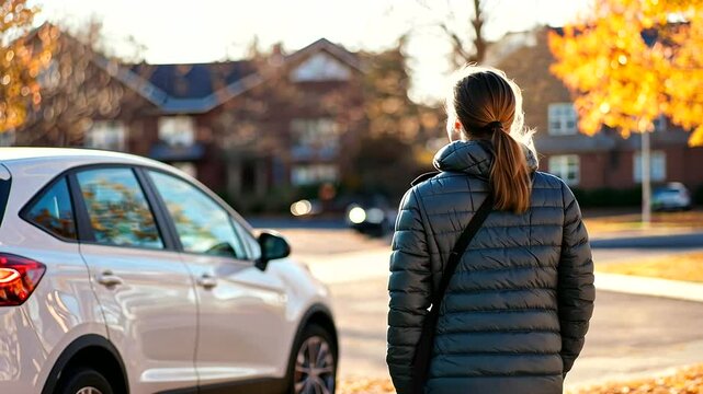 Family Car Practicing Parallel Parking with Parent Guidance