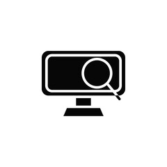 Laptop monitoring screen icon Vector flat thin line illustration