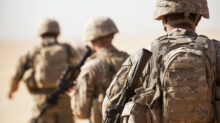 Soldiers navigate a vast desert landscape, equipped for critical missions. Their determination and skill highlight the challenges of military operations in hostile territories.