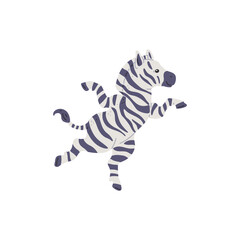 Vector illustration of a zebra with a beautiful black and white pattern joyfully dancing © sabelskaya