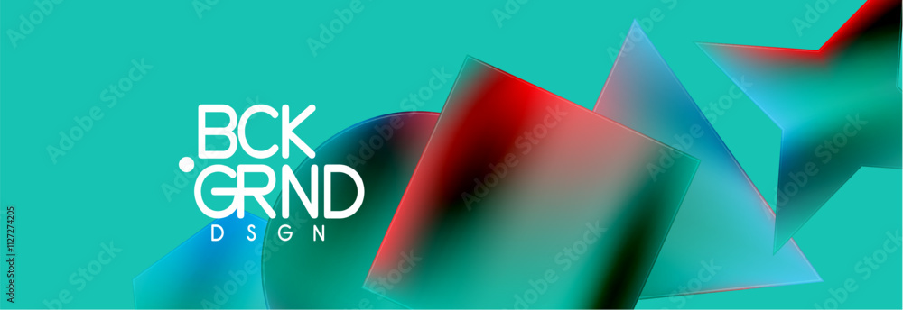 Poster neon color geometric shapes square triangle circle abstract background. vector illustration for wall