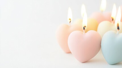 Heart-Shaped Candles Burning Bright
