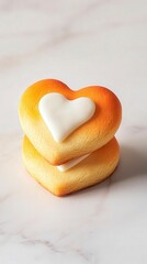 Obraz premium Two Heart-Shaped Cookies with White Icing.